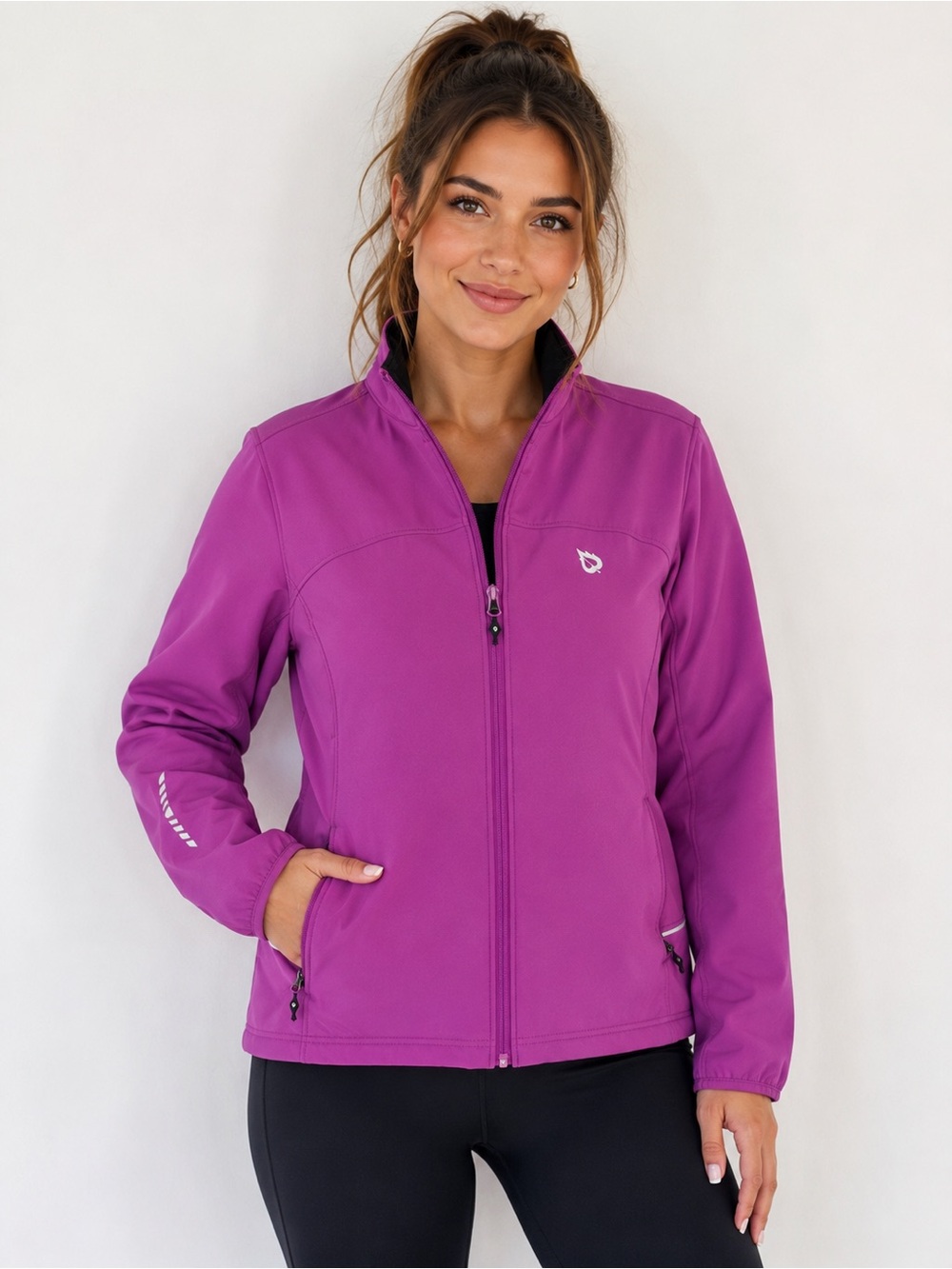 Baleaf Women's purple Softshell Jacket Ski coat Lightweight Zip Front fleece